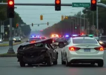 carro bate contra coluna semafórica