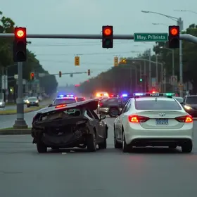 carro bate contra coluna semafórica