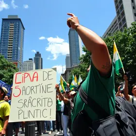 milhares protestam com Flávio Bolsonaro
